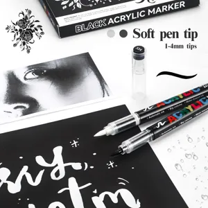 Direct liquid black white acrylic marker pens with soft tip for DIY art drawing graffiti.