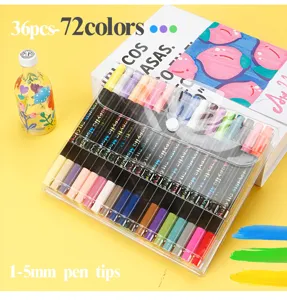 Set de marqueurs acryliques pointe souple couleur stylos de peinture pour dessin 36 pcs