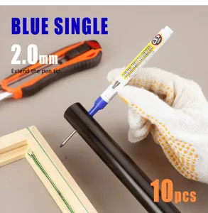 Langer Marker Stift für Holzarbeit und Tiefenlochmarkierung, 2.0mm Spitze, 10 Stk.