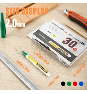 Tieflochmarker fur Holzarbeit, Bau und Fliesen, langer Markierungsstift, 10 Stuck