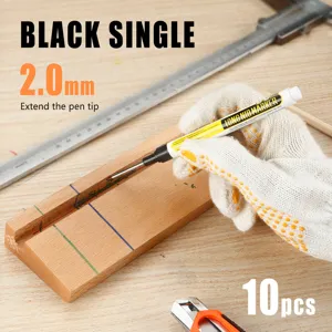 Langer Marker für Holzarbeit und Bau, 2.0mm Tiefloch Markierungsstift, schwarzes Einzelstück.