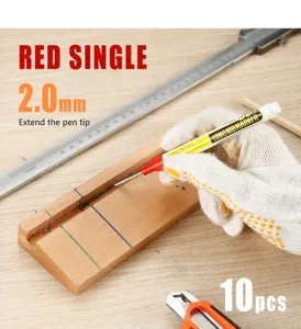 Tieflochmarker 2.0mm Holzarbeiter Baustelle Fliesen Markierung roter Stift Detailansicht Ansicht