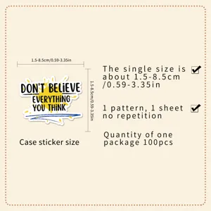100 adesivi citazioni motivazionali 1.5-8.5cm, sticker impermeabili per custodia telefono.