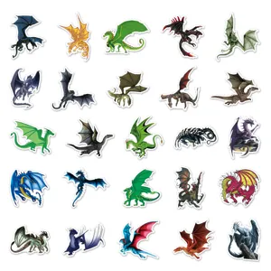 Waterproof dragon graffiti stickers, assorted fantasy monster designs for DIY skateboard and phone.