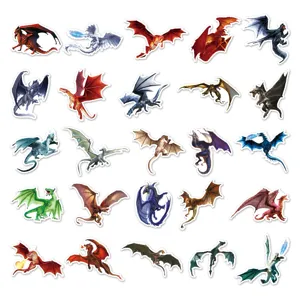 Detailed view of assorted waterproof dragon graffiti stickers, perfect for DIY laptop and phone decor.