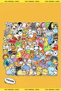 100pcs cute cartoon animal stickers waterproof vinyl sticker pack for skateboard laptop luggage