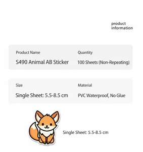 Waterproof cute cartoon animal stickers, 100pcs DIY vinyl decals for luggage laptop case.