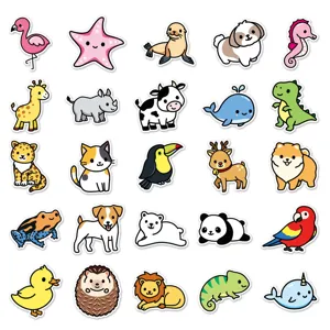 Cute cartoon animal waterproof stickers details, perfect for skateboard and phone case DIY.