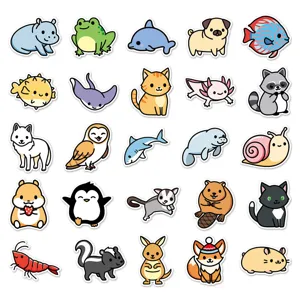 Cute cartoon animal stickers pack, waterproof vinyl decal for laptop, phone case, skateboard.