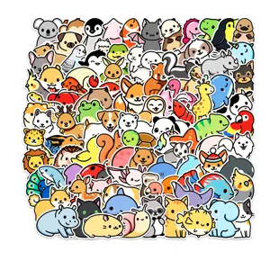 Cute waterproof cartoon animal stickers pack for DIY skateboard phone case luggage decor.