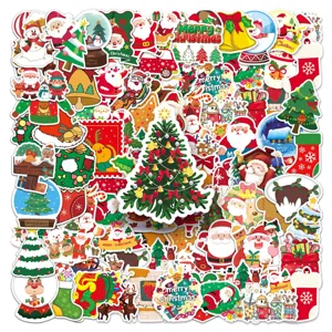 102pcs waterproof Christmas stickers cute cartoon vinyl decals for luggage skateboard