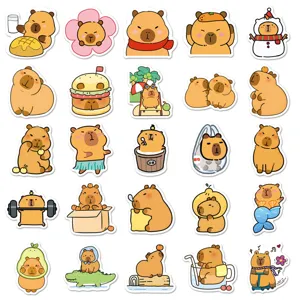 Set αδιάβροχων αυτοκόλλητων capybara καρτούν δημιουργικά διακοσμητικά για μπουκάλι τηλέφωνο