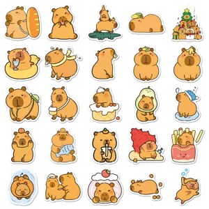 Χαριτωμένα αυτοκίνητα capybara αδιάβροχα βινύλιο κινούμενα σχέδια για μπουκάλι νερού 50 τμχ