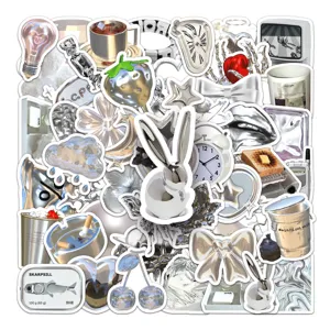 50PZ Adesivi Graffiti Argento Ins Y2K Cromo Metallici Decalcomanie per Skateboard Valigia
