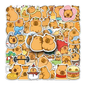 50 Τεμάχια Χαριτωμένα Αυτοκόλλητα Capybara Αδιάβροχα Cartoon για Μπουκάλι Τηλέφωνο