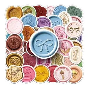 Vintage wax seal stickers set, decorative waterproof adhesive decals for crafts and journals.