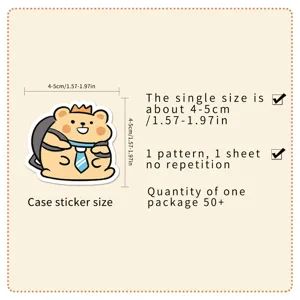 Lot de jolis autocollants décoratifs d'ours de cartoon, 50pcs stickers étanches pour coques.