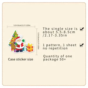 Christmas waterproof graffiti stickers set, 50pcs cute cartoon holiday decals for water bottle.