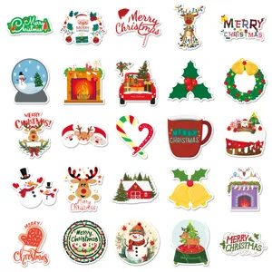 Christmas waterproof graffiti stickers, cute cartoon holiday DIY decals for cup and laptop