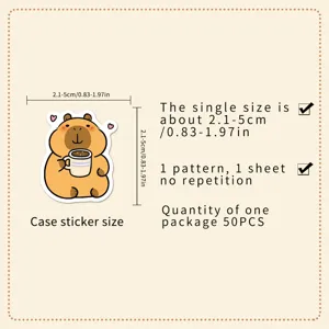 50Pcs Cute Capybara Stickers Waterproof Animal Decals for Water Bottle Laptop Luggage Case