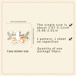 Set di 50 adesivi con animali fatati carini, decalcomanie decorative stile foresta.