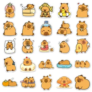 Cute capybara stickers waterproof vinyl cute animal cartoon decals for water bottle.