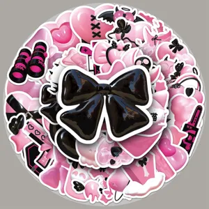 Autocollants Graffiti de Style Ins Noir Rose Imperméables Mignons DécalcomANIES DIY pour Bagages Ordinateur Portable Bouteille d'Eau Carnet