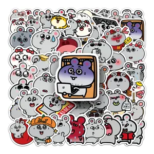 50pcs mignons autocollants de souris de dessin animé étanches drôles pour ordinateur