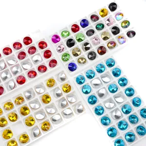 Glass Rhinestones Pointed UFO Crystals Silver Plated Loose Gemstones For DIY Jewelry Making Crafts Decoration