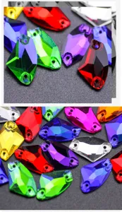 Colorful glass crystal rhinestone sew on buttons for DIY wedding dress apparel decoration details