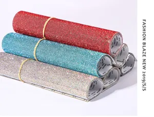 Self-adhesive rhinestone mesh sheet hot melt glue crystal ribbon for DIY clothing accessories