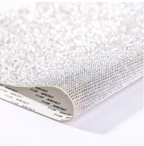Silver rhinestone mesh sheet hot melt adhesive DIY self adhesive crystal apparel accessory