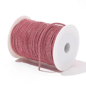 Pink 6-row rhinestone cord detail shot, perfect for DIY hair and bag accessories decoration.