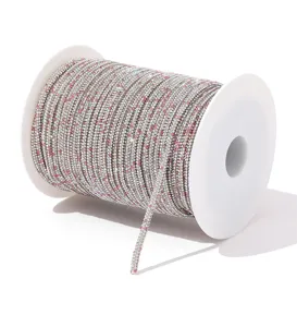 6 rows rhinestone chain roll with pink and clear crystals, perfect for DIY apparel and bags.