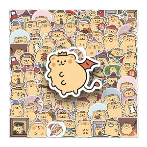 50pcs mignons autocollants ours dessin animé étanches esthétiques pour coque de téléphone tasse