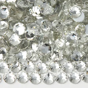 Clear flatback glass rhinestones for DIY phone cases and nail art details closeup view
