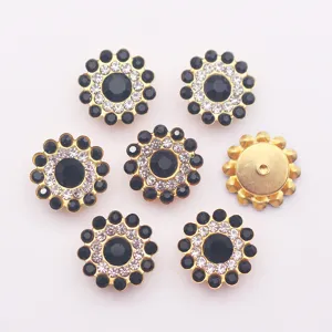 Botones de costura estrás girasol 14mm diamante cristal metal parte trasera plana ropa accesorios