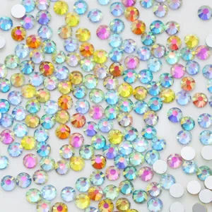 Piedras de estrás de parte trasera plana para uñas DIY artesanía brillante AB cristal