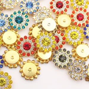 14mm estrass girasol garras cristales espalda plana botones para ropa y manualidades.