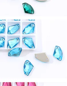 Colorful glass rhinestone axe sew-on buttons for evening dress garment accessories DIY craft.