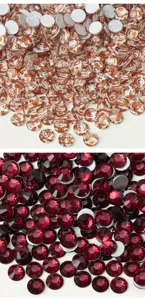 Close-up detail of mixed glass flatback rhinestones, perfect for DIY nail art and phone cases.