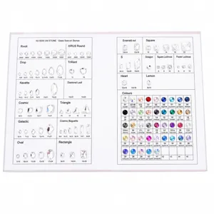 K9 glass crystal sew on rhinestones flatback assorted shapes and full color chart card