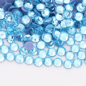 Light blue flatback glass rhinestones crystal details for DIY crafts, nails and apparel decor.
