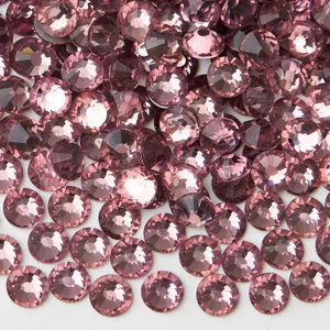 Large SS50 purple glass flatback rhinestones for DIY nail art, phone cases, and craft decorations.