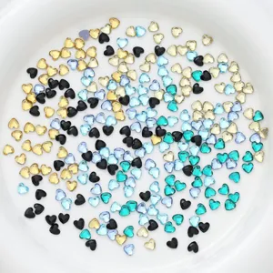 Colorful heart crystal rhinestones flatback glass diamonds for nail art DIY craft decor