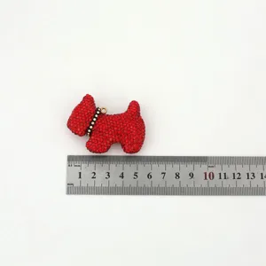 Pendentif chien chiot en strass rouge porte-clés charm de sac accessoire cristal scintillant
