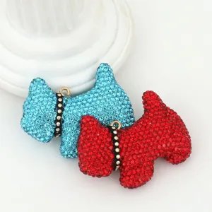 Mignon porte-clés chien Scottie en strass, charm de sac chiot en cristal étincelant.