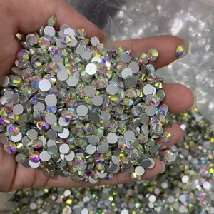 Bulk crystal AB flatback rhinestones for stunning nail art and DIY decorations.