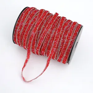 10mm red resin rhinestone trim crystal bead chain DIY sewing garment lace craft ribbon