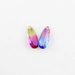 Pendentif goutte en cristal dégradé pour bijoux DIY, perle de pierre précieuse facettée brillante.